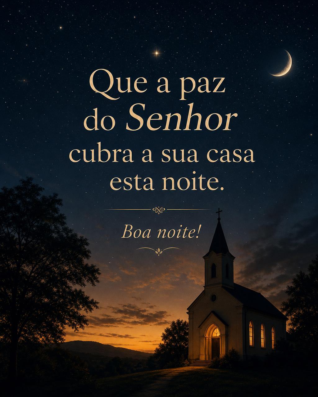 Que a paz do Senhor cubra a sua casa esta noite. Boa noite! - Frases de Impacto